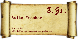 Balko Zsombor névjegykártya